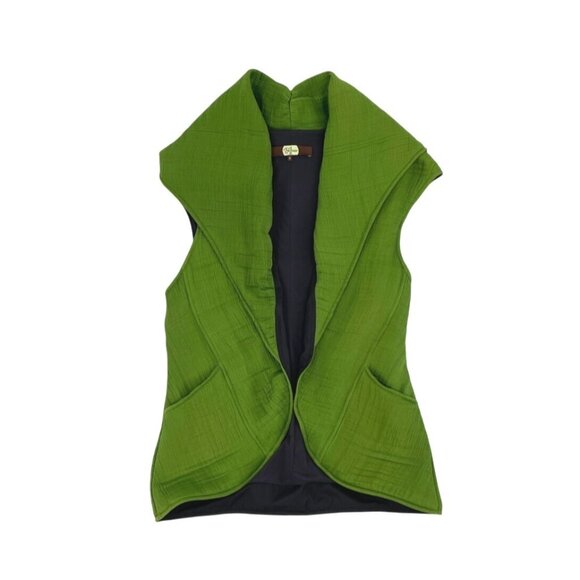 Eva Franco Womens Size 6 Lagenlook Vest Viscose Silk Blend Green Pockets Artsy - Picture 1 of 9